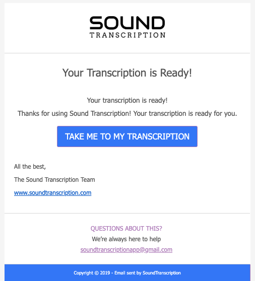 Automatic transcription notification